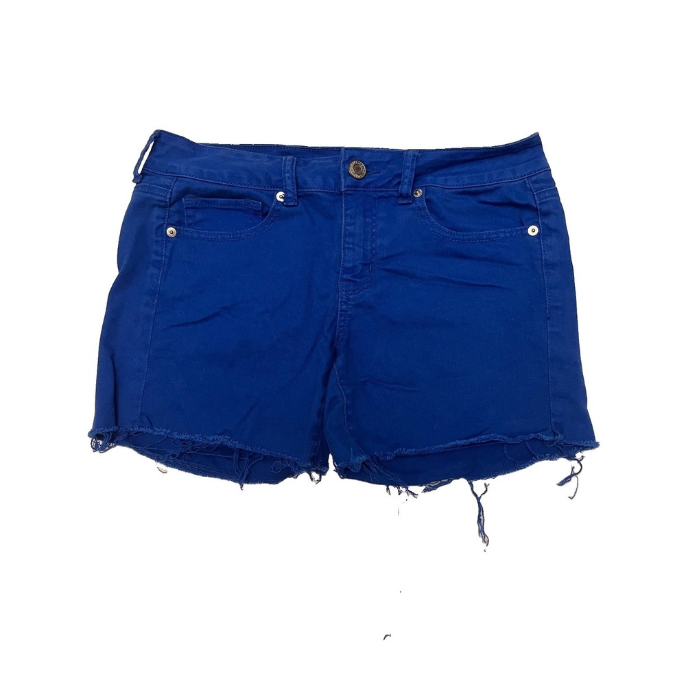 American Eagle Outfitters Women's Denim Shorts 5 Pocket Frayed Hem Blue Sz 10